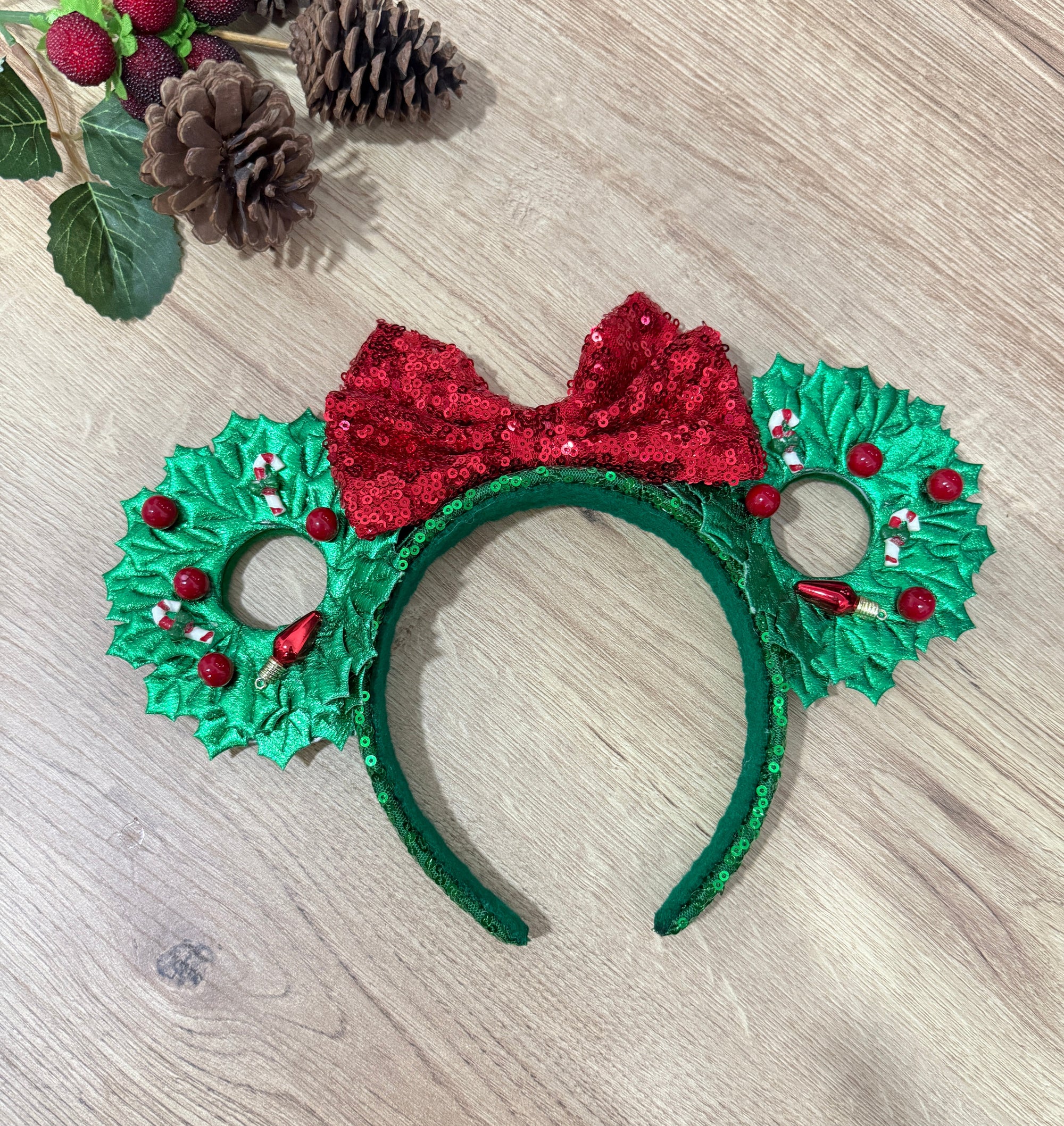 OREJAS CORONA NAVIDEÑA GRANDE