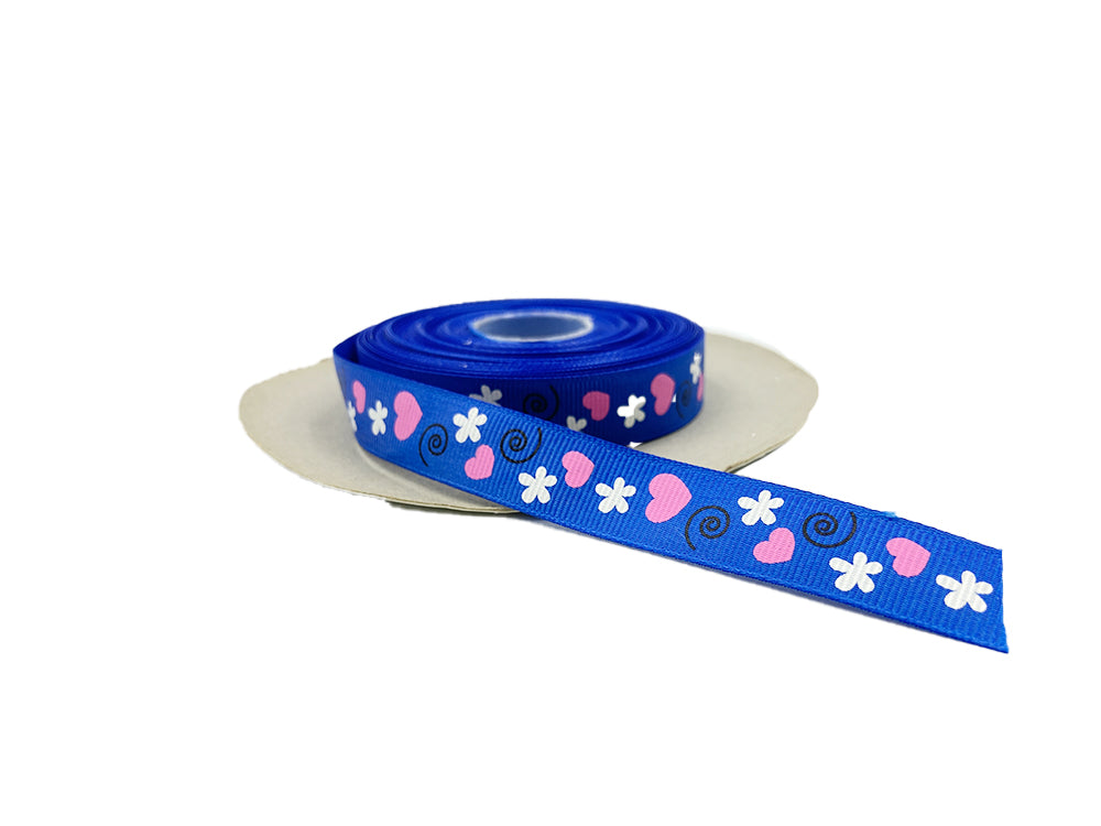 FAYA ESTAMPADA CORAZONES Y ESPIRALES 1.5CM