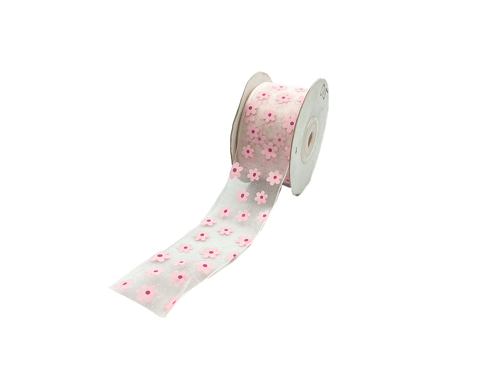 CINTA ORGANZA FLORES 3.8CM