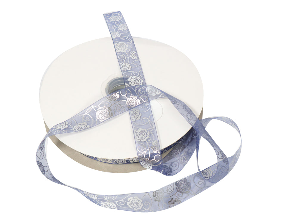 CINTA ORGANZA ROSAS 2.5CM