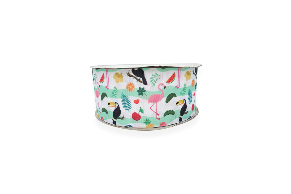 CINTA FAYA FLAMINGOS Y TUCANES 7.5CM