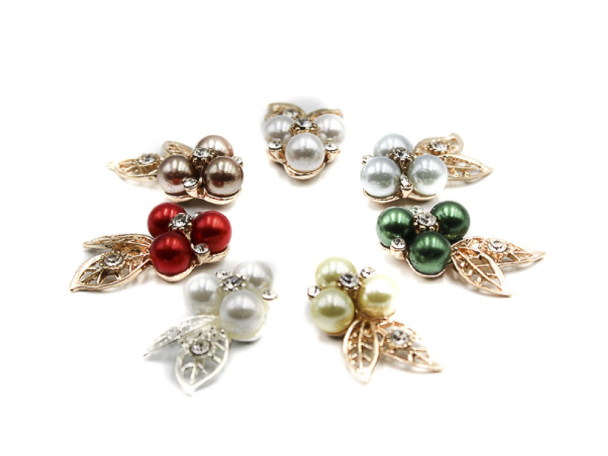 APLIQUE 3 PERLAS CON HOJA 2CM