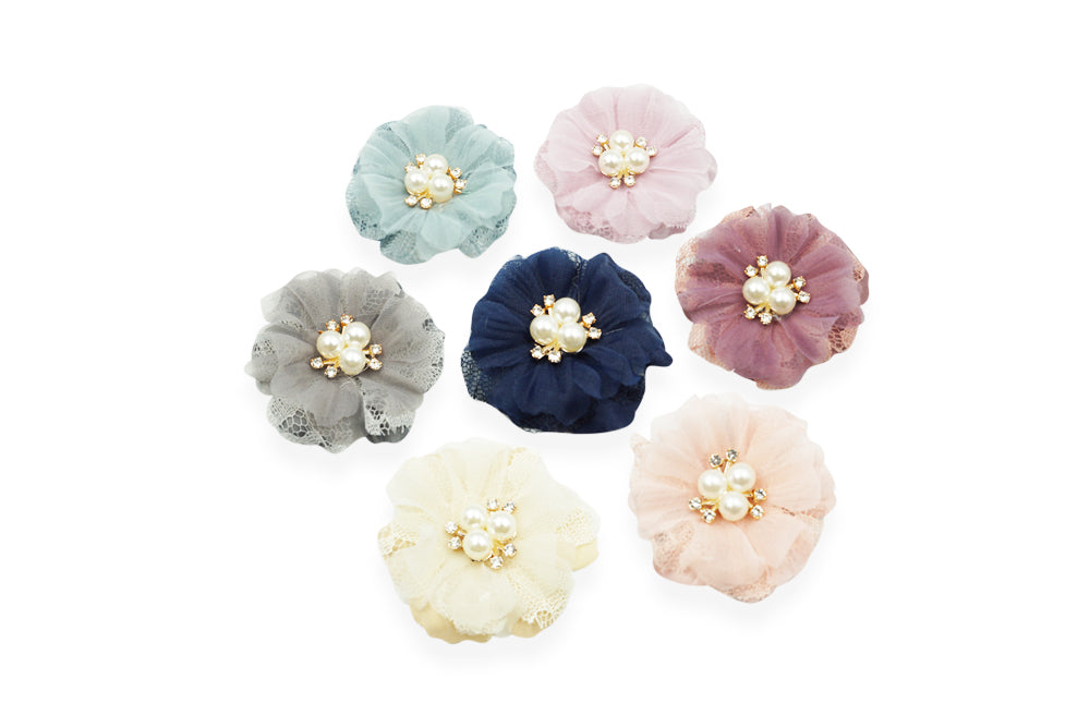 FLOR DAHLIA CON PERLAS 5CM POR UNIDAD