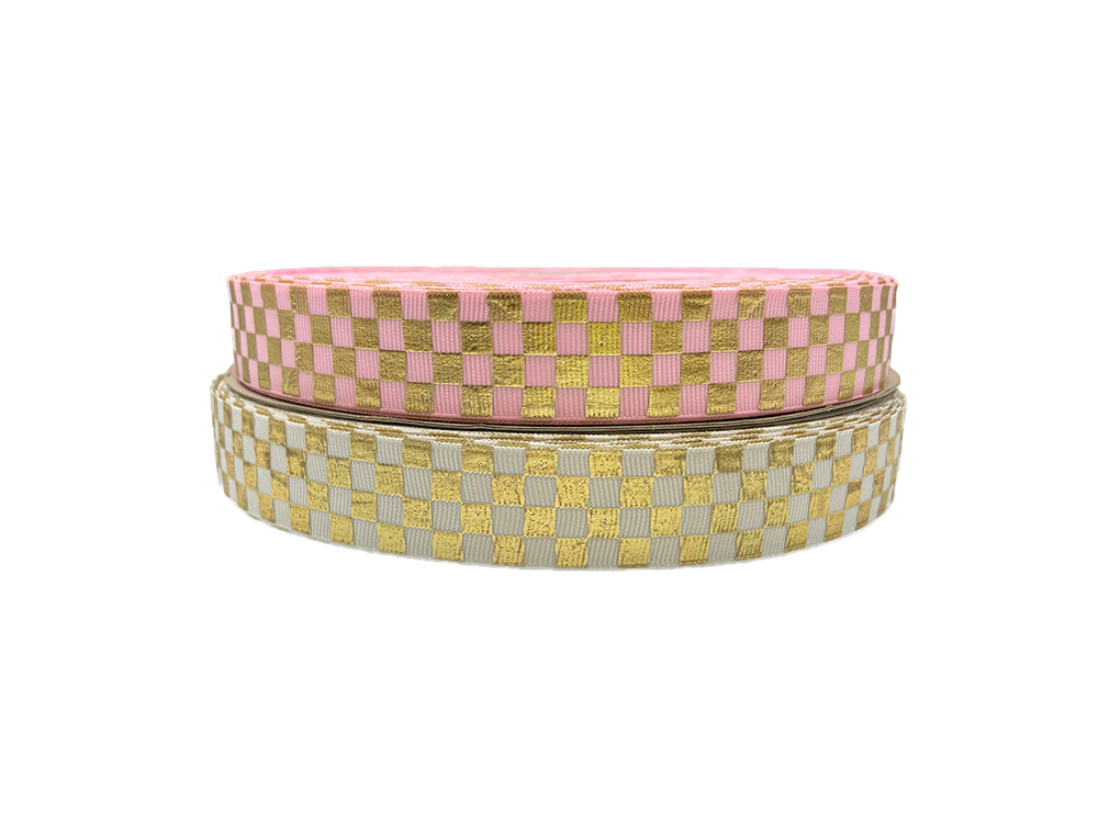 FAYA CUADROS DORADO 2.5CM